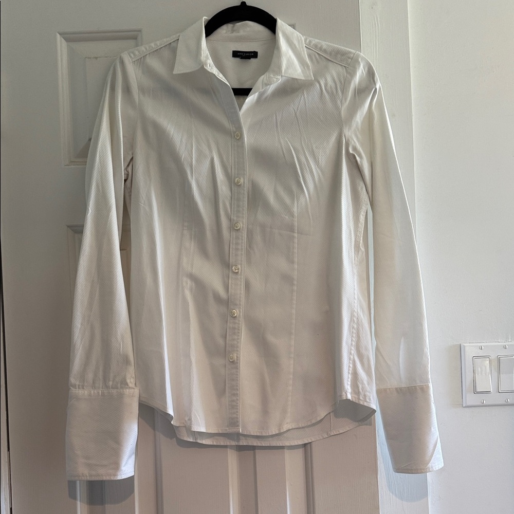 Ann Taylor Classic White Button-Down Shirt